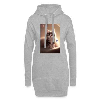 Bébé chat - Sweat-shirt à capuche long Femme - gris chiné - Devant