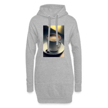 Kaffee, Kaffeebohnen - Hoodie-Kleid - Grau meliert - Vorne