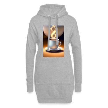 Kaffee, Kaffeebohnen - Hoodie-Kleid - Grau meliert - Vorne