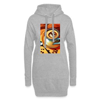 Kaffee, Kaffeebohnen - Hoodie-Kleid - Grau meliert - Vorne
