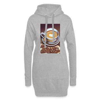 Kaffee, Kaffeebohnen - Hoodie-Kleid - Grau meliert - Vorne