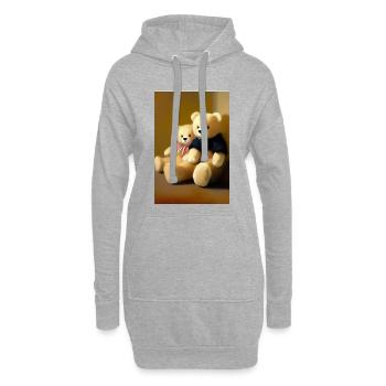 Teddybär - Hoodie-Kleid - Grau meliert - Vorne