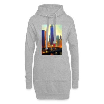 Horizon de la ville de New York - Sweat-shirt à capuche long Femme - gris chiné - Devant