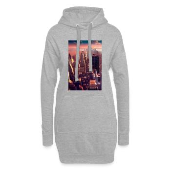 Horizon de la ville de New York - Sweat-shirt à capuche long Femme - gris chiné - Devant
