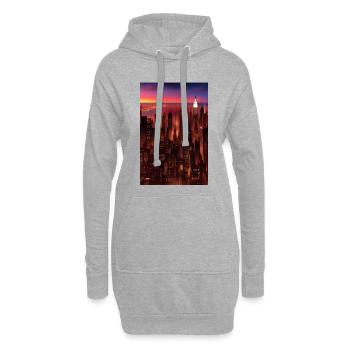 Horizon de la ville de New York - Sweat-shirt à capuche long Femme - gris chiné - Devant