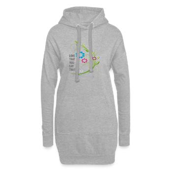 love Liebe Blumenranke - Hoodie-Kleid - Grau meliert - Vorne