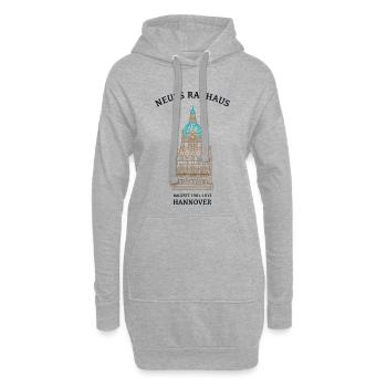 Hannover, Südseite Neues Rathaus, Wahrzeichen - Hoodie-Kleid - Grau meliert - Vorne