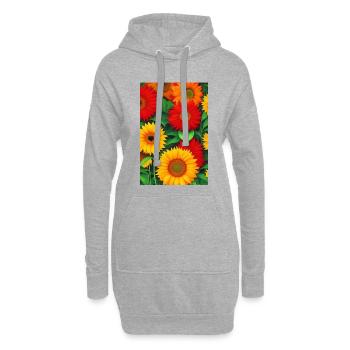 Sonnenblumen - Hoodie-Kleid - Grau meliert - Vorne