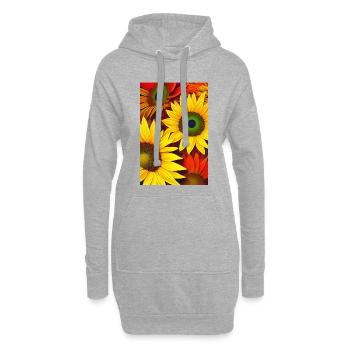 Sonnenblumen - Hoodie-Kleid - Grau meliert - Vorne