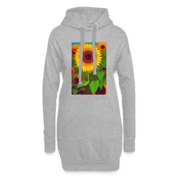 Sonnenblumen - Hoodie-Kleid - Grau meliert - Vorne