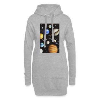 Weltall und Planeten - Hoodie-Kleid - Grau meliert - Vorne