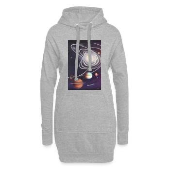 Weltall und Planeten - Hoodie-Kleid - Grau meliert - Vorne