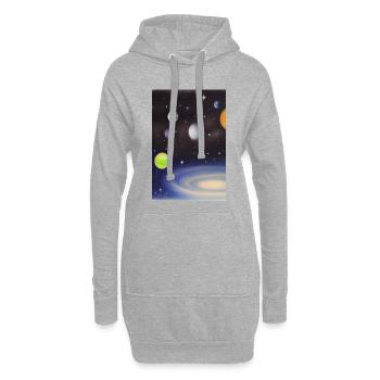 Weltall und Planeten - Hoodie-Kleid - Grau meliert - Vorne