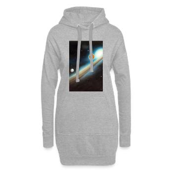 Weltall und Planeten - Hoodie-Kleid - Grau meliert - Vorne