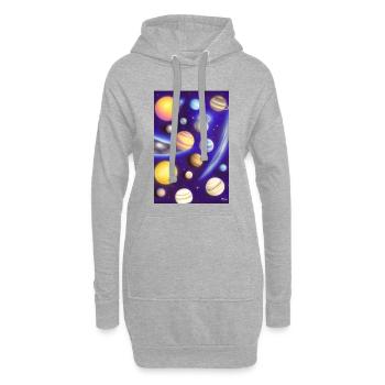 Weltall und Planeten - Hoodie-Kleid - Grau meliert - Vorne