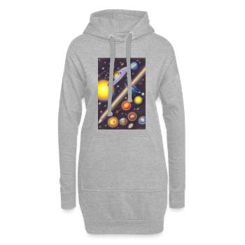 Weltall und Planeten - Hoodie-Kleid - Grau meliert - Vorne