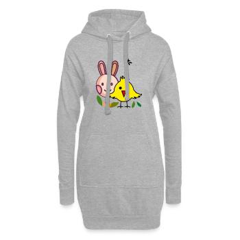 Lapin et poussin de Pâques - Sweat-shirt à capuche long Femme - gris chiné - Devant