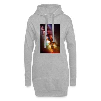 Weltall und Planeten - Hoodie-Kleid - Grau meliert - Vorne