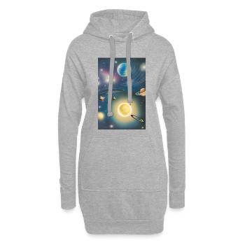 Weltall und Planeten - Hoodie-Kleid - Grau meliert - Vorne