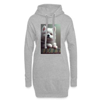 Hund - Hoodie-Kleid - Grau meliert - Vorne