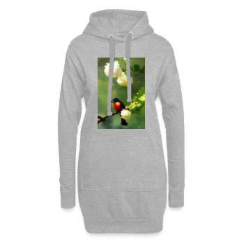 Oiseau sur branche avec fleurs - Sweat-shirt à capuche long Femme - gris chiné - Devant