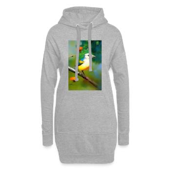 Oiseau sur branche avec fleurs - Sweat-shirt à capuche long Femme - gris chiné - Devant