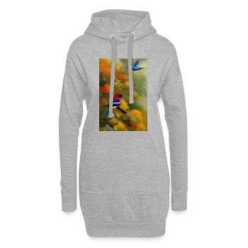 Vogel auf Ast - Hoodie-Kleid - Grau meliert - Vorne