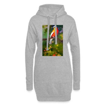 Oiseau sur branche avec des fleurs colorées - Sweat-shirt à capuche long Femme - gris chiné - Devant
