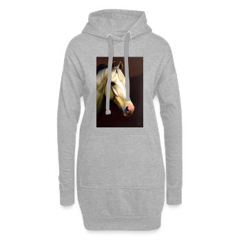 Peinture à l’huile de tête de cheval - Sweat-shirt à capuche long Femme - gris chiné - Devant