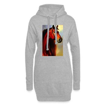 Peinture à l’huile de tête de cheval - Sweat-shirt à capuche long Femme - gris chiné - Devant