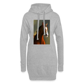 Peinture à l’huile de tête de cheval - Sweat-shirt à capuche long Femme - gris chiné - Devant