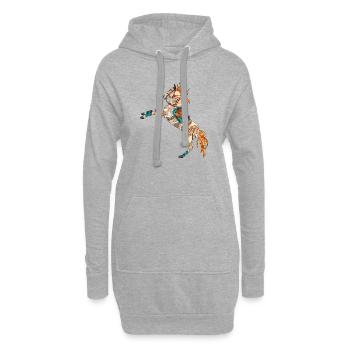 skurriles buntes Pferd - Hoodie-Kleid - Grau meliert - Vorne