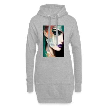 Abstrakte Gesichts Kunst - Hoodie-Kleid - Grau meliert - Vorne
