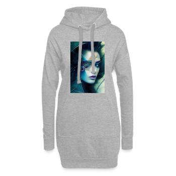 Abstrakte Gesichts Kunst - Hoodie-Kleid - Grau meliert - Vorne