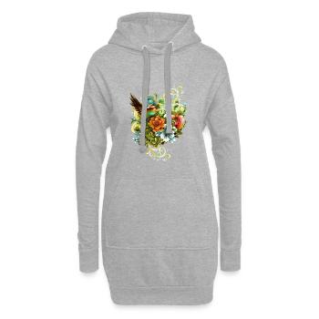 La beauté des oiseaux et des fleurs ensemble. - Sweat-shirt à capuche long Femme - gris chiné - Devant