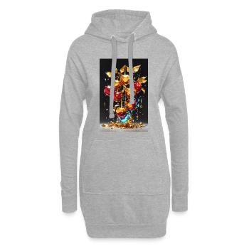 Cerise dorée - Sweat-shirt à capuche long Femme - gris chiné - Devant
