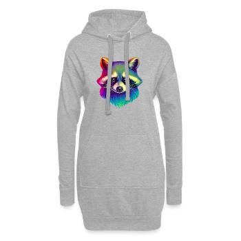 Raton laveur - Sweat-shirt à capuche long Femme - gris chiné - Devant