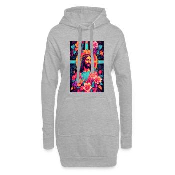 Jesus Christus - Hoodie-Kleid - Grau meliert - Vorne