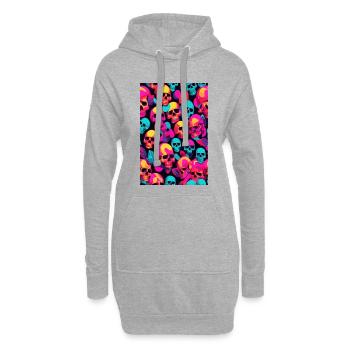 Neon Totenköpfe - Hoodie-Kleid - Grau meliert - Vorne