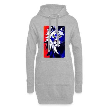 Blauer Löwe (Design1) - Hoodie-Kleid - Grau meliert - Vorne