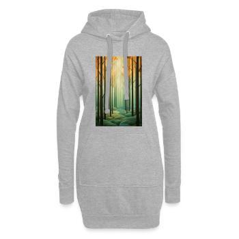 Paysage de Forêt dans un style géométrique - Sweat-shirt à capuche long Femme - gris chiné - Devant