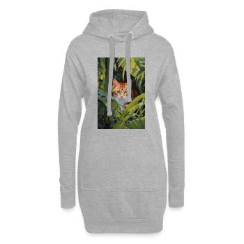 Niedliche rotbraune Katze Illustration - Hoodie-Kleid - Grau meliert - Vorne