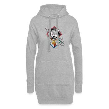 Hyène graphique Afrique - Sweat-shirt à capuche long Femme - gris chiné - Devant