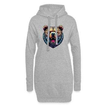 Wütender wilder Bär - Hoodie-Kleid - Grau meliert - Vorne