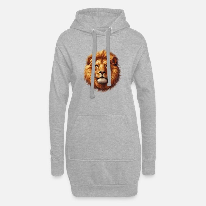 Löwe - Hoodie-Kleid - Grau meliert