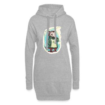 Ours Reycling vert - Sweat-shirt à capuche long Femme - gris chiné - Devant