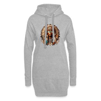 Amérindien Peau rouge d’Amérique - Sweat-shirt à capuche long Femme - gris chiné - Devant