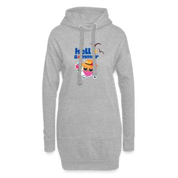 Sommerlicher Erdbeeren und Eis Cartoon - Hoodie-Kleid - Grau meliert - Vorne