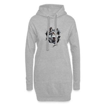Drôle de chien-loup - Sweat-shirt à capuche long Femme - gris chiné - Devant