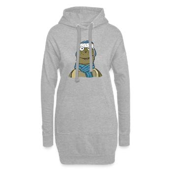 Tortue en hiver - Sweat-shirt à capuche long Femme - gris chiné - Devant